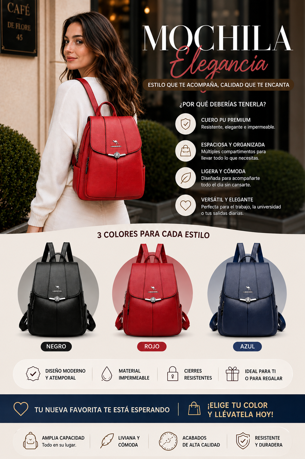 Mochila Elegante Velisse 💎 Y046
