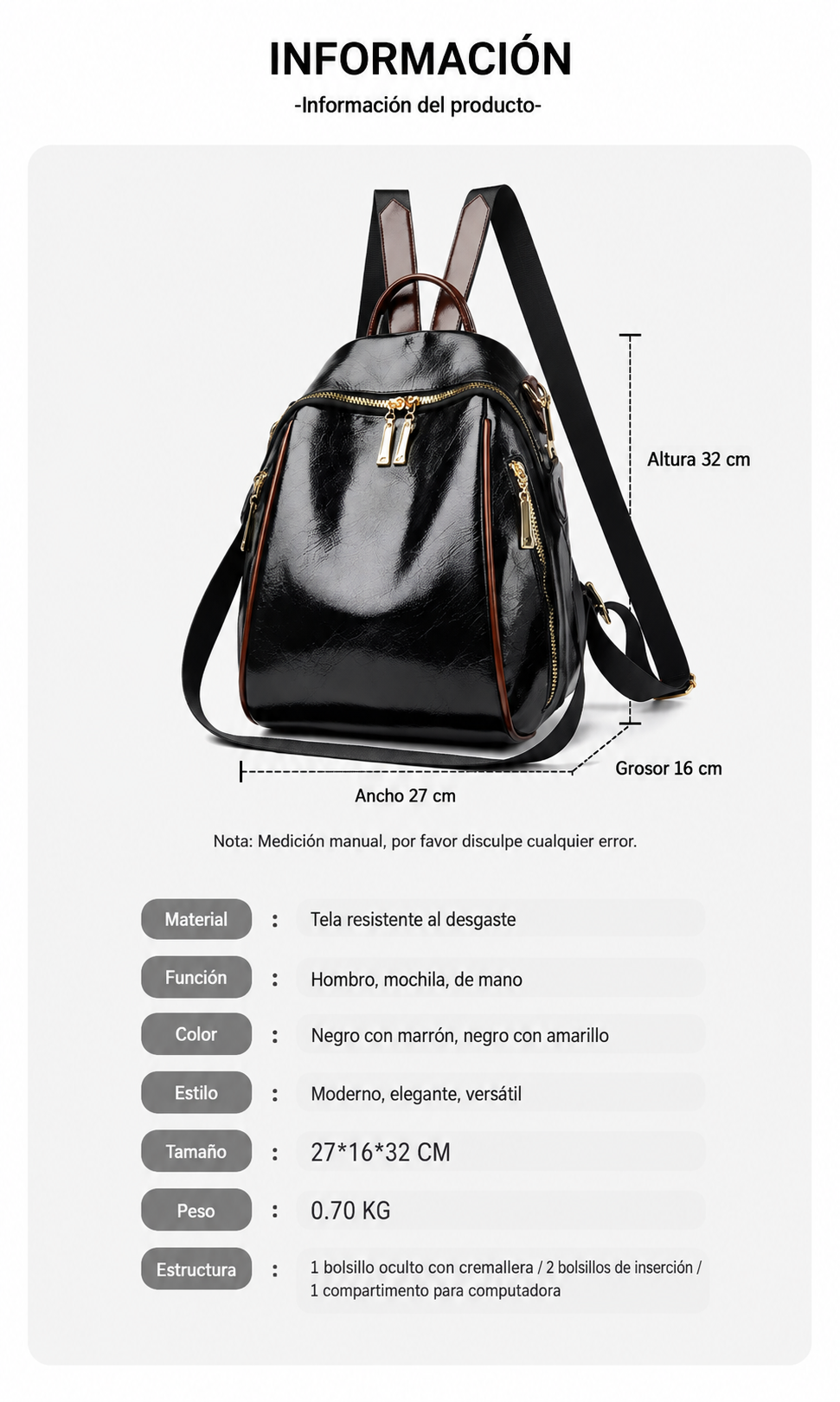 Mochila Bolso Aurex 💎 B071